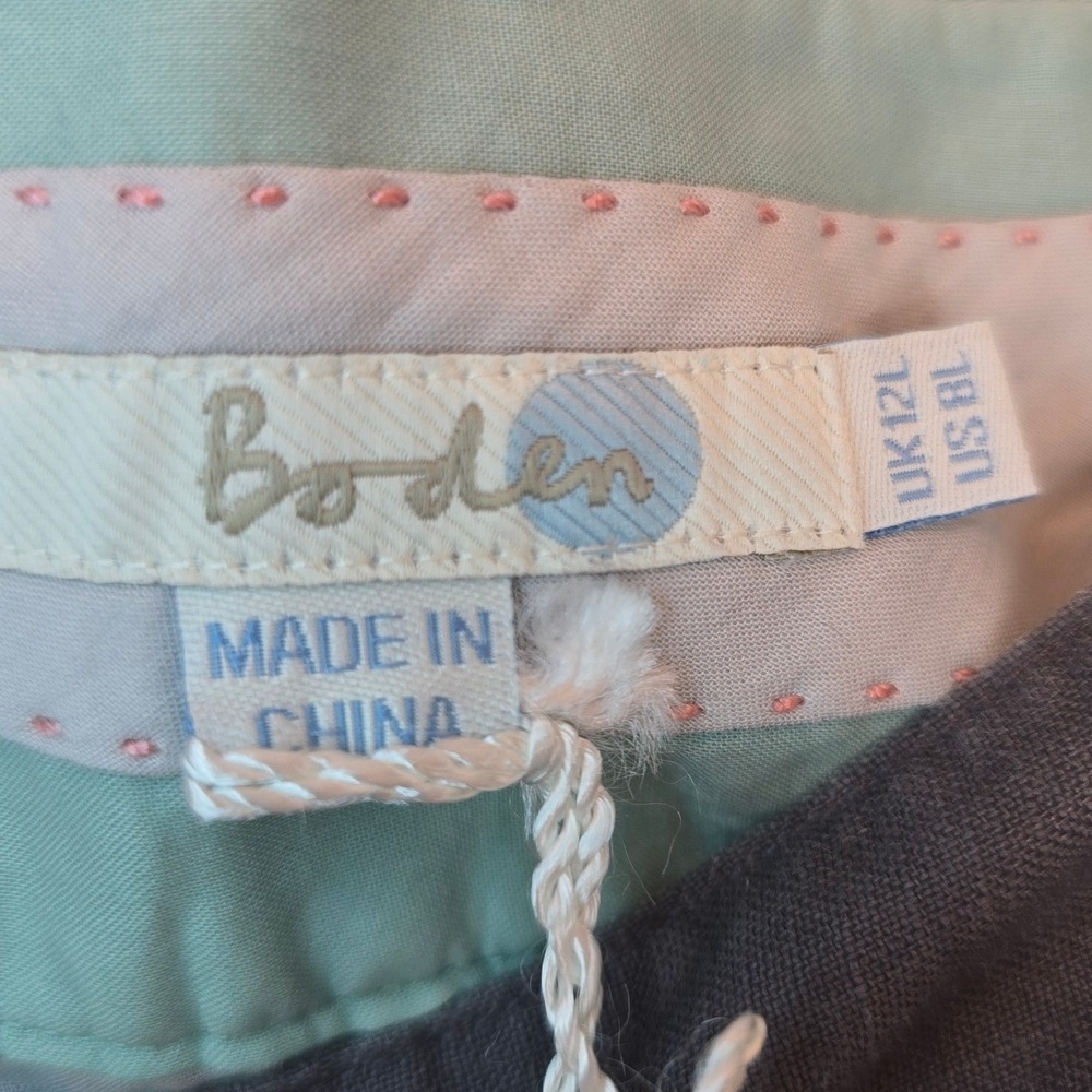 BODEN Linen A Line Skirt Sz 8L Gray Raised Embroidered Swiss Dots Preppy Coastal - Picture 7 of 12
